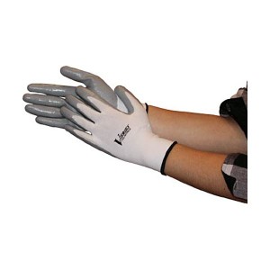 (まとめ) おたふく手袋 ニトリル背抜き手袋 ホワイト L A-32-WH-L 1双 【×10セット】 白 オイルに強く、刺し穿たれにくいニトリルコーテ