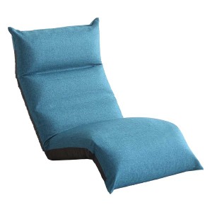 座椅子 (イス チェア) パーソナルチェア (イス 椅子) 約幅55cm ターコイズブルー フット上下可動 リクライニング式 金属 スチール パイプ