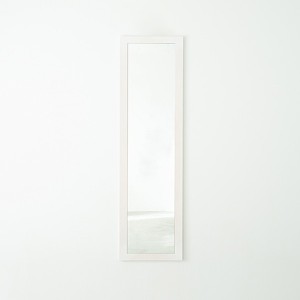 幅広枠ウォールミラー(38×130)(ホワイト/白) 天然木 /姿見鏡/スリム/高級感/木製/飛散防止加工/壁掛け/北欧風/ヴィンテージ レトロ アン