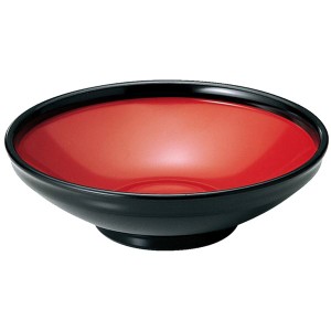 6.5寸 ふる里鉢/和食器 【黒内朱 A】 直径195mm×58mm 日本製 国産 〔和食 レストラン 店舗 お店〕