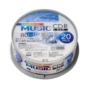 【10個セット】 PREMIUM HIDISC CD-R 音楽用 80分 「写真画質レーベル」 ワイドエリア ホワイトプリンタブル スピンドルケース 20枚 HDSC