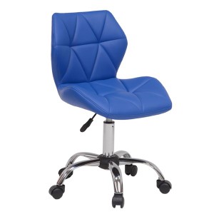 デスク (テーブル 机) チェア (イス 椅子) オフィス 事務用 チェア 約幅48cm ブルー 金属 スチール キャスター付 移動可能 車輪付き き 