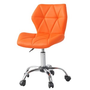 デスク (テーブル 机) チェア (イス 椅子) オフィス 事務用 チェア 約幅48cm オレンジ 金属 スチール キャスター付 移動可能 車輪付き き