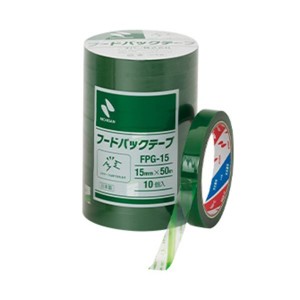 (まとめ) ニチバン フードパックテープ 15mm×50m 緑 FPG-15 1パック(10巻) 【×3セット】 送料無料