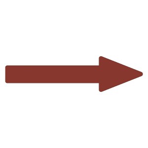 配管識別方向表示ステッカー →(暗い赤) 貼矢45 (7.5R 3/6) 【10枚1組】 パイプ識別の指針、鮮やかな赤で示す 進化した貼矢45、視認性抜