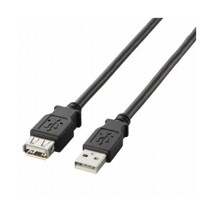 (まとめ) USB2.0延長ケーブル 配線 (A)オス-(A)メス ブラック 3.0m U2C-E30BK 1本 【×10セット】 黒 送料無料