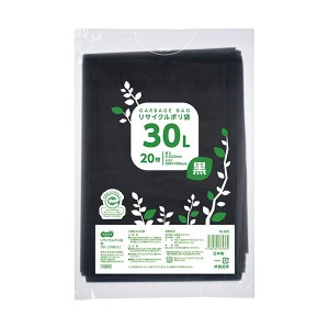 （まとめ）TANOSEE リサイクルポリ袋 黒30L 1パック(20枚)【×10セット】