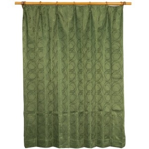 カーテン 2枚組 2枚セット 2P 2重加工 円柄 100×丈178cm ダークグリーン カールス 九装 緑 送料無料