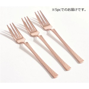 フルーツケーキフォーク 【5pc 全長132mm】 日本製 国産 PINK GOLD 18-8 ステンレスシャイン 〔プレゼント ギフト〕 送料無料