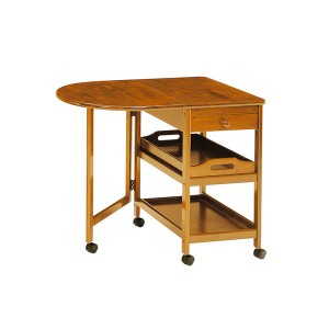 木製テーブル 付きワゴン/サイドテーブル エンドテーブル コーナーテーブル 小型 脇台 机 【ブラウン】 幅850mm キャスター付 移動可能 