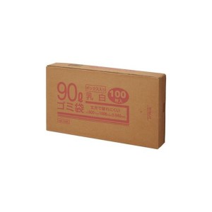 （まとめ）クラフトマン 90Lゴミ袋 乳白 ボックス入 100枚【×3セット】 大容量のクラフトマンゴミ袋 透明な乳白で、100枚入りのボックス