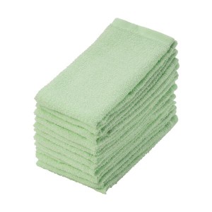 （まとめ）作業用おしぼりタオル グリーン 1パック（12枚） 【×5セット】 緑 速乾性抜群 薄手で使いやすい 作業に最適なおしぼりタオル 