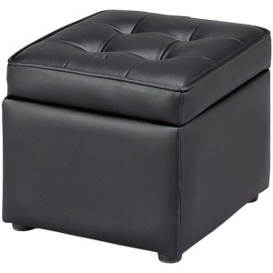 整理 収納付き ボックスふっくらソファスツール イス バーチェア 椅子 カウンターチェア ブラック 黒 送料無料