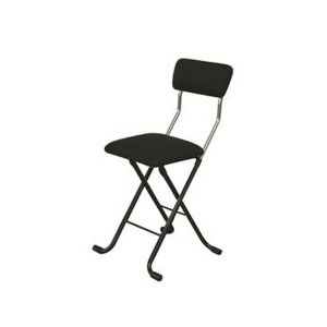 折りたたみ椅子 (イス チェア) 幅400×奥行445×高さ765mm ブラック×ブラック 日本製 国産 金属 スチール パイプ 完成品 1脚販売 リビン