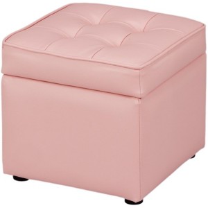 整理 収納付き ボックスふっくらソファスツール イス バーチェア 椅子 カウンターチェア ピンク 送料無料