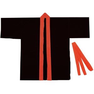 （まとめ）カラー不織布ハッピ 園児用 C 黒（赤襟）【×20セット】 カラフルな不織布ハッピで、園児のおしゃれを演出 黒（赤襟）の魅力が