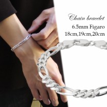 幅6.5mm フィガロチェーン シルバーブレスレット 18cm 19cm 20cm シンプル きれいめ シルバーアクセサリー 925 デザインチェーンの通販ページへ