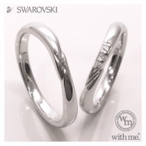 【with me】スワロフスキージルコニア シルバー ペアリング 7~19号/送料無料/アクセサリー/メンズ レディース リング/お揃い/指輪/925