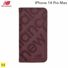  スマホケース 手帳型 iPhone 14 Pro Max New Balance ニューバランス スエード手帳型ケース スタンプロゴ バーガンディ