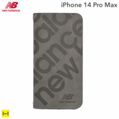  スマホケース 手帳型 iPhone 14 Pro Max New Balance ニューバランス スエード手帳型ケース スタンプロゴ グレー