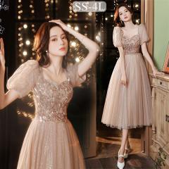 ドレス 大人 ピアノ発表会 演奏会 ミモレ丈 結婚式 大きいサイズ