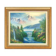 迫力ある大きい油絵 ) 油絵額 F10号サイズ グリーン 「大自然の恵