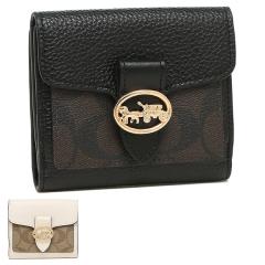 COACH 二つ折り財布 アウトレット品 箱なし コーチ 財布 二つ折り財布 シグネチャー ジョージア ミニ財布