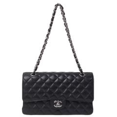 �V���l�� �o�b�O ���f�B�[�X CHANEL  �N���V�b�N �n���h�o�b�O A01112 Y01588 C3906 �u���b�N �V���o�[���� �V�����_�[�o�b�O