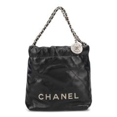 �V���l�� �o�b�O ���f�B�[�X CHANEL �V���l��22 �~�j�n���h�o�b�O AS3980 B19057 94305 �u���b�N �}�b�g�V���o�[���� �n���h�o�b�O �V��