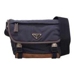 �v���_ �o�b�O �����Y PRADA ���i�C���� �V�����_�[�o�b�O 2VD066 384 F0C1B BLU+CAFFE �l�C�r�[+�u���E�� �΂ߊ|��