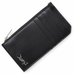 [] T[ SAINT LAURENT J[hP[X Y TINY CASSANDRE FRAGMENTS ZIP CARD CASE IN MATTE LEATHER