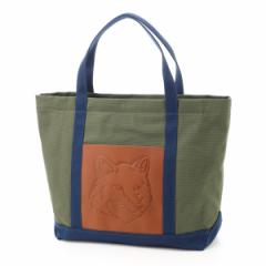 [] ]Lcl MAISON KITSUNE g[gobO Y fB[X FOX HEAD LEATHER POCKET CLASSIC TOTE BAG