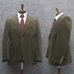 秋冬物　コーデュロイ セミスタイリッシュ2釦スーツ オリーブ/深緑　メンズ　カジュアルスーツ　AB5　OK49 OK49.jpg