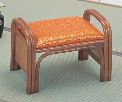 ラタンチェア 金襴座椅子 朱 ハイタイプ 仏事 籐家具 座面高31cm （ 正座椅子 イス チェア 座いす アジアン ）