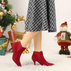 Allegra K チェルシーブーツ スティレットヒール ポインテッドトゥ レディース レッド 23.0cm