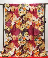 色打掛 正絹 舞鶴四季花巻物模様 打掛 美品 花嫁衣裳 婚礼 リサイクル 中古 ブライダル ウエディング 着物 e3151 色打掛 正絹 舞鶴四季花巻物模様 打掛 美品 花嫁衣裳 婚礼 リサイクル