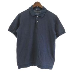 【中古】フレッドペリー FRED PERRY リネン ポロシャツ 半袖 切替 ネイビー 紺 M メンズ