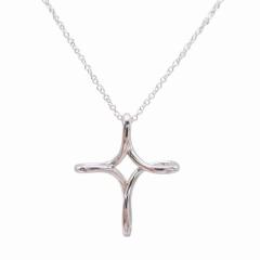 【中古】新品仕上げ済 極美品 ティファニー TIFFANY オープンクロス ネックレス ペンダント/EK1/レディース