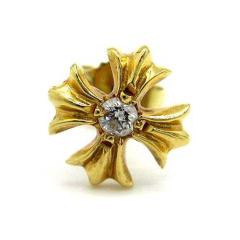 【中古】クロムハーツ CHROME HEARTS CHプラス スタッド 22K ウィズ ダイヤモンド ピアス ゴールド ☆AA★ メンズ