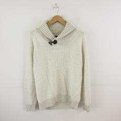 【中古】エイチ&エム H&M ニット セーター 長袖 タッセル オフホワイト 白 M *T748 メンズ