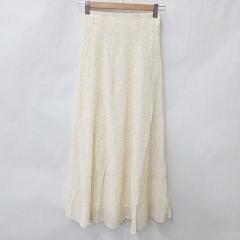 【中古】未使用品 グレイル GRL フレアスカート ロング丈 刺繍 花柄 白 ホワイト M レディース
