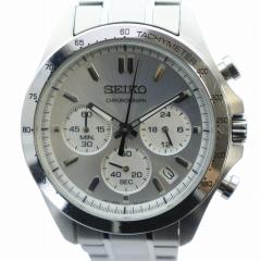 【中古】セイコー SEIKO 腕時計 ウォッチ クォーツ クロノグラフ デイト カレンダー付き 3針 白文字盤 シルバー色