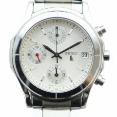 【中古】セイコー SEIKO ルキア LUKIA 腕時計 ウォッチ クォーツ 白文字盤 クロノグラフ カレンダー付き ロゴ