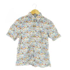中古】タケオキクチ TAKEO KIKUCHI 半袖シャツ コットン 総柄 2 M 青