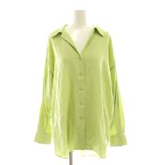 中古】マウジー MOUSSY ブラウス シャツ リネン混 F 黄緑 /ES □OS
