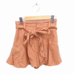 【中古】スナイデル snidel キュロット ショート パンツ ジップフライ ウエストリボン 0 茶 ライトブラウン /TT28