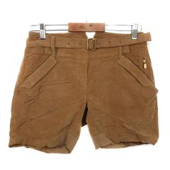 【中古】ガリャルダガランテ ショートパンツ ショーパン コーデュロイ ベルト 切替 無地 F 茶 ボトムス レディース
