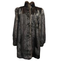 中古】ミンク MINK 毛皮 ロングコート リアルファー ブラウン 11号 L