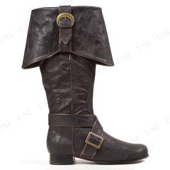 コスプレ 仮装 パイレーツブーツ バックルデコ ブラック メンズS 26〜27cm 【 コスプレ 衣装 ハロウィン 海賊 パーティー 靴 メンズ シューズ プチ仮装 パーティーグッズ ハロウィン 衣装 大人用.男性用 変装グッズ 】 コスプレ 仮装 パイレーツブーツ バックルデコ ブラック メンズS 26