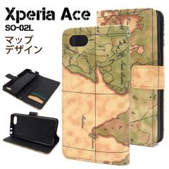 �X�}�[�g�t�H���P�[�X Xperia Ace SO-02L�p �蒠�^ ���[���h�}�b�v�f�U�C�� �V���v�� �J�W���A�� ���� �X�}�z�J�o�[ XperiaAceSO-02L�p